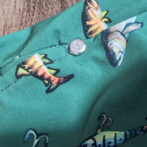 RLX Ralph Lauren Fishing Lure Print Golf Shorts Size 35x10" In Green - Picture 7 of 11